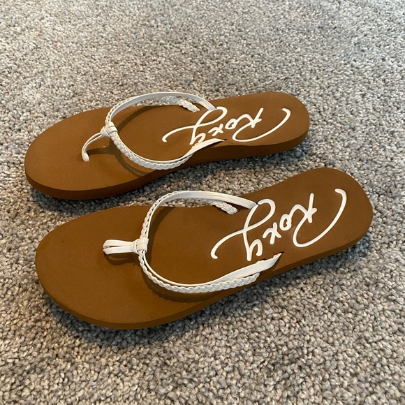 Roxy White Braided Flip Flops